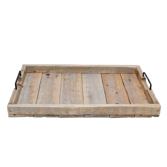 RECTANGLE WOODEN TRAY W/HANDLES - Picture 1 of 1